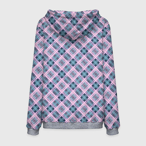 Мужская толстовка Розово-серый клетчатый узор в косую клетку / 3D-Меланж – фото 2