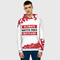 Толстовка-худи мужская Watch Dogs: красные таблички Best Player и Ultimat, цвет: 3D-белый — фото 2