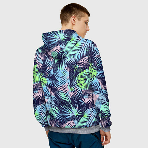 Мужская толстовка Разноцветные Листья Пальм / 3D-Меланж – фото 4