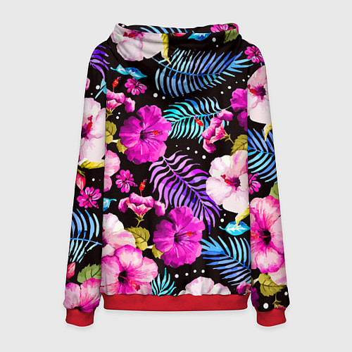 Мужская толстовка Floral pattern Summer night Fashion trend / 3D-Красный – фото 2