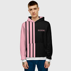 Толстовка-худи мужская BLACKPINK HALF BLACK-PINK MINI LOGO, цвет: 3D-белый — фото 2