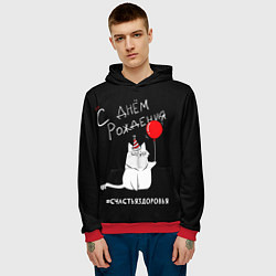 Толстовка-худи мужская Birtday from sincere cat, цвет: 3D-красный — фото 2