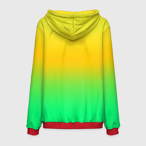 Мужская толстовка Неоновый градиентный желто-зеленый фон / 3D-Красный – фото 2