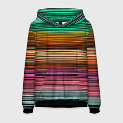 Толстовка-худи мужская Multicolored thin stripes Разноцветные полосы, цвет: 3D-черный