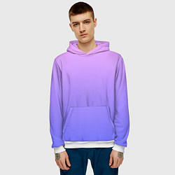 Толстовка-худи мужская PINK-PURPLE GRADIENT ГРАДИЕНТ РОЗОВО-ФИОЛЕТОВЫЙ, цвет: 3D-белый — фото 2