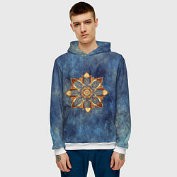 Толстовка-худи мужская Мандала-цветок, цвет: 3D-белый — фото 2