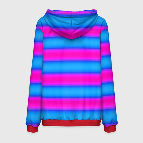Мужская толстовка Striped pattern яркий неоновый полосатый узор / 3D-Красный – фото 2