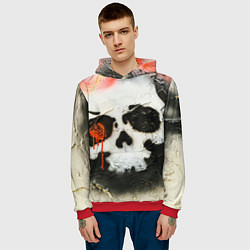 Толстовка-худи мужская Череп на поверхности в красках - Красный, цвет: 3D-красный — фото 2