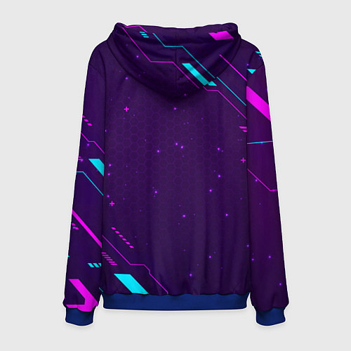 Мужская толстовка Символ FNAF в неоновых цветах на темном фоне / 3D-Синий – фото 2