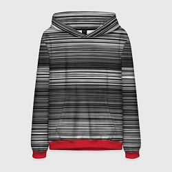 Толстовка-худи мужская Black and white thin stripes Тонкие полосы, цвет: 3D-красный