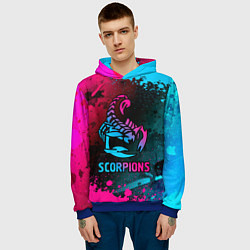 Толстовка-худи мужская Scorpions Neon Gradient, цвет: 3D-синий — фото 2