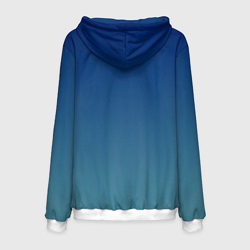 Мужская толстовка Текстурированный сине-бирюзовый градиент / 3D-Белый – фото 2