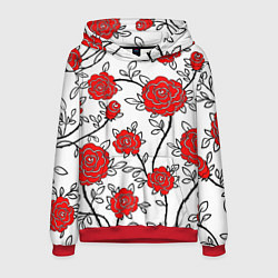 Толстовка-худи мужская BEAUTIFUL RED ROSES, цвет: 3D-красный