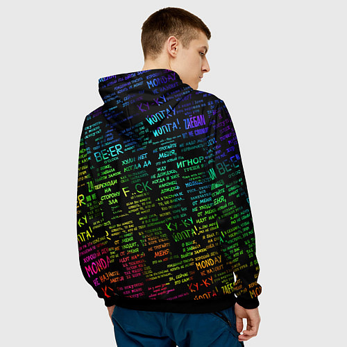 Мужская толстовка Прикольные популярные надписи / 3D-Черный – фото 4