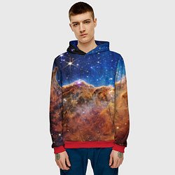 Толстовка-худи мужская Туманность Киля фото НАСА, цвет: 3D-красный — фото 2