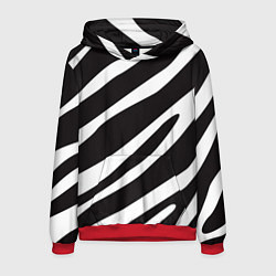 Толстовка-худи мужская Анималистичный рисунок зебра, цвет: 3D-красный