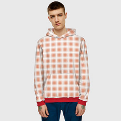 Толстовка-худи мужская Light beige plaid fashionable checkered pattern, цвет: 3D-красный — фото 2