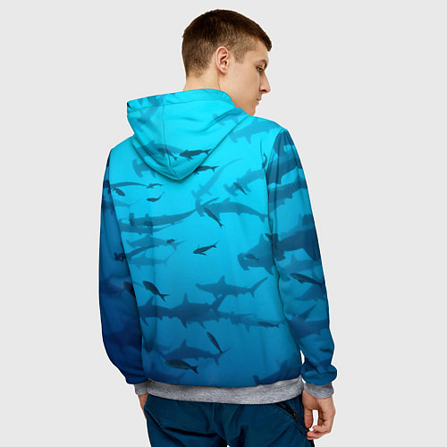 Мужская толстовка Акулы - океан / 3D-Меланж – фото 4