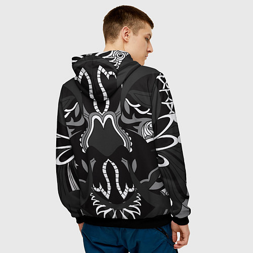 Мужская толстовка Черно-белый волк / 3D-Черный – фото 4