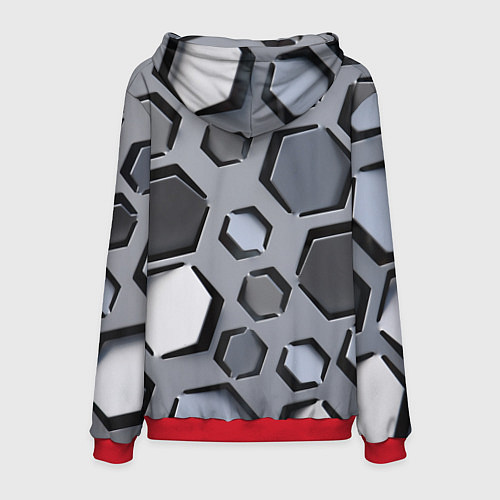 Мужская толстовка Металлическая киберпанк броня - Серый / 3D-Красный – фото 2
