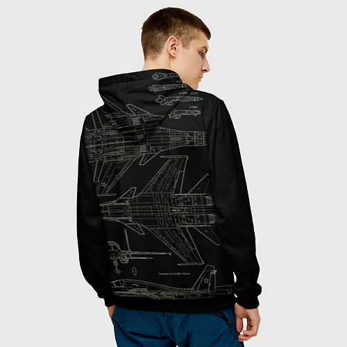 Мужская толстовка Фронтовой истребитель-бомбардировщик Су-34 камуфля / 3D-Черный – фото 4