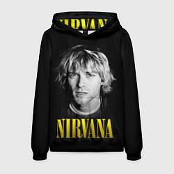 Толстовка-худи мужская Nirvana - Kurt Donald Cobain, цвет: 3D-черный