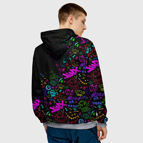 Мужская толстовка League Of Legends неон - Arcane logo / 3D-Меланж – фото 4