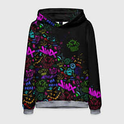 Толстовка-худи мужская League Of Legends неон - Arcane logo, цвет: 3D-меланж