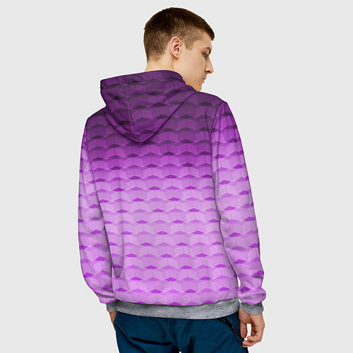 Мужская толстовка Фиолетово-розовый геометрический узор Градиент / 3D-Меланж – фото 4