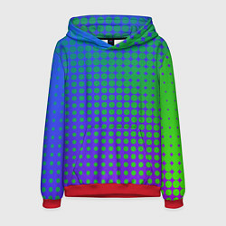 Толстовка-худи мужская Blue Green gradient, цвет: 3D-красный