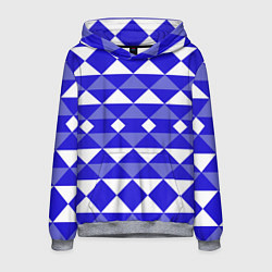 Толстовка-худи мужская Бело-синий геометрический узор, цвет: 3D-меланж