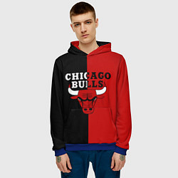 Толстовка-худи мужская Чикаго Буллз black & red, цвет: 3D-синий — фото 2