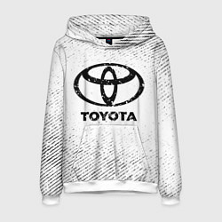 Толстовка-худи мужская Toyota с потертостями на светлом фоне, цвет: 3D-белый