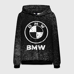 Толстовка-худи мужская BMW с потертостями на темном фоне, цвет: 3D-черный