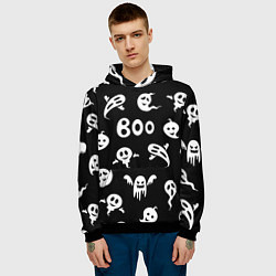 Толстовка-худи мужская Приведение Boo Хэллоуин, цвет: 3D-черный — фото 2