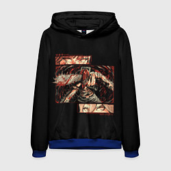 Толстовка-худи мужская Взгляды Макимы и Пауэр - Человек бензопила, цвет: 3D-синий