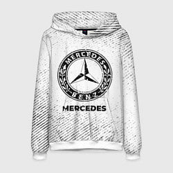 Толстовка-худи мужская Mercedes с потертостями на светлом фоне, цвет: 3D-белый