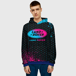 Толстовка-худи мужская Land Rover - neon gradient, цвет: 3D-синий — фото 2