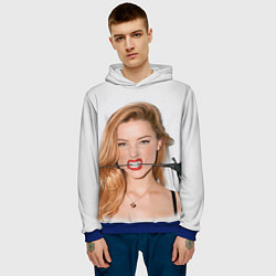 Толстовка-худи мужская Эмбер Хёрд с розой, цвет: 3D-синий — фото 2