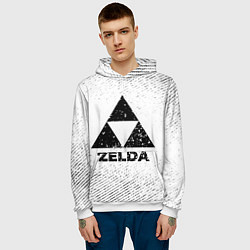 Толстовка-худи мужская Zelda с потертостями на светлом фоне, цвет: 3D-белый — фото 2