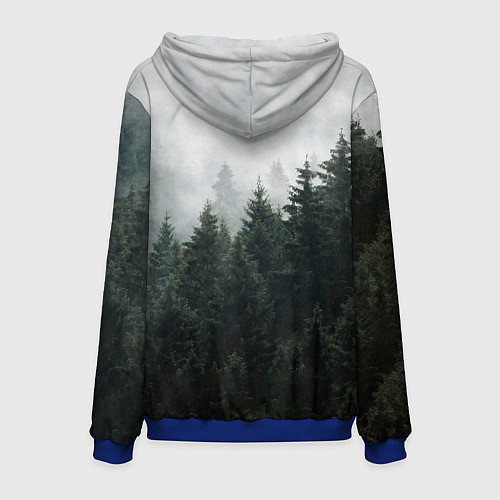 Мужская толстовка Туманный хвойный лес / 3D-Синий – фото 2