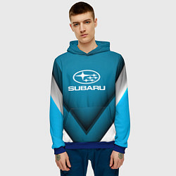 Толстовка-худи мужская Subaru - абстракция, цвет: 3D-синий — фото 2