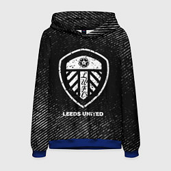 Толстовка-худи мужская Leeds United с потертостями на темном фоне, цвет: 3D-синий