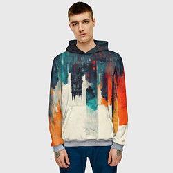 Толстовка-худи мужская Красочные полосы в стиле гранж, цвет: 3D-меланж — фото 2