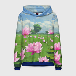 Толстовка-худи мужская Вид на лотосы аниме, цвет: 3D-синий