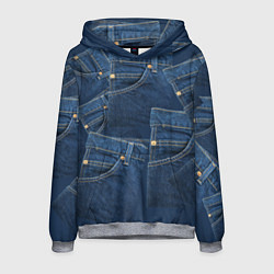 Толстовка-худи мужская Джинсовка jeans, цвет: 3D-меланж