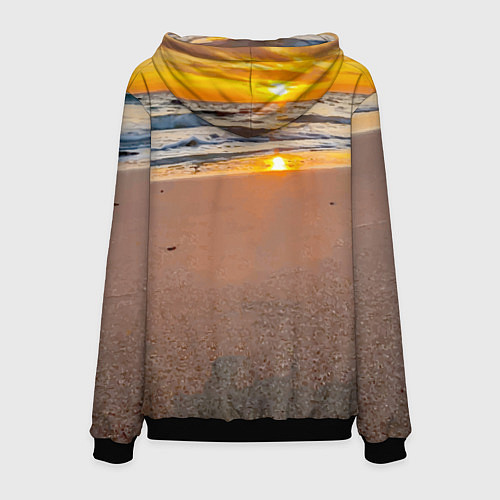 Мужская толстовка Ракушка на песочном берегу тихого океана / 3D-Черный – фото 2