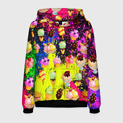 Толстовка-худи мужская Мороженки Вкуснятина, цвет: 3D-черный