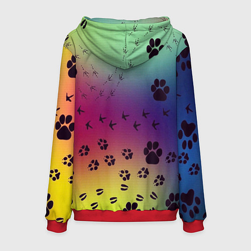 Мужская толстовка Следы кошек и птиц / 3D-Красный – фото 2