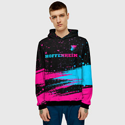 Толстовка-худи мужская Hoffenheim - neon gradient: символ сверху, цвет: 3D-черный — фото 2